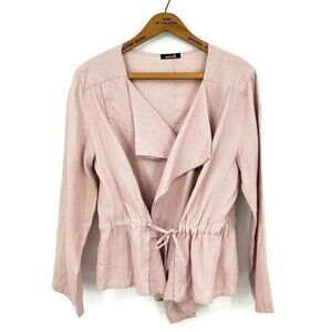 Animale Pink Linen Jacket Womens 2 France Tie Front Lagenlook